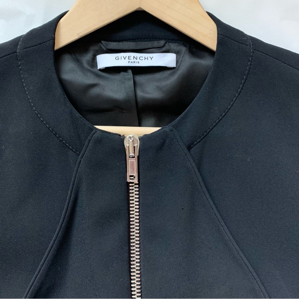 Rare GIVENCHY Black Peplum Jacket Silver Zippered Blazer Italy IT 44 / US MED - Picture 2 of 16